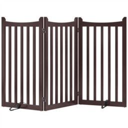 Yaheetech Espresso 3 Panel Freestanding Wooden Pet Gate With Two Support Feet 150X90Cm - thumbnail 2