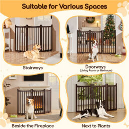Yaheetech Espresso 3 Panel Freestanding Wooden Pet Gate With Two Support Feet 150X90Cm - thumbnail 9