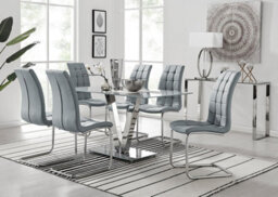 Furniturebox Uk Florini V Grey Dining Table And 6 Grey Murano Chairs - thumbnail 1