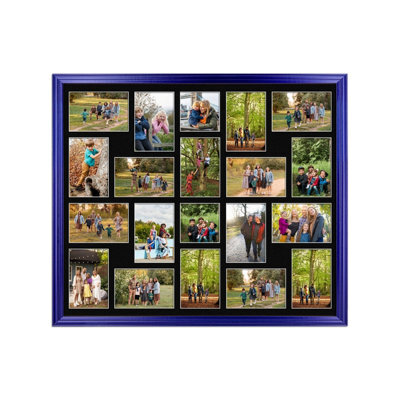 AK Frames 80X70Cm Purple Classic Multi Photo Frame With Black Mount - Holds 20 Apertures (18X) 6X4, (2X) 4X4 Photos - image 1