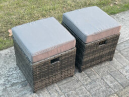 Fimous Rattan Garden Furniture Set 8 Seater Patio Outdoor Lounge Sofa Set With Square Coffee Table 2 Small Footstools - thumbnail 5