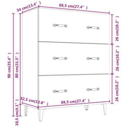 Berkfield Sideboard Sonoma Oak 69.5X34X90 Cm Engineered Wood - thumbnail 8