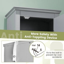 5-Tier Bathroom Tall Cabinet Double-Door Slim Storage Cupboard Grey - thumbnail 4