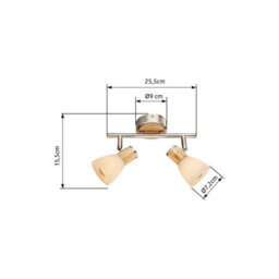 Luminosa Lighting Luminosa Gylfi Twin Ceiling Spotlight Nickel Matt Opal Glass Shade 2X E14 - thumbnail 4