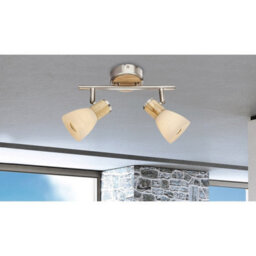 Luminosa Lighting Luminosa Gylfi Twin Ceiling Spotlight Nickel Matt Opal Glass Shade 2X E14 - thumbnail 3