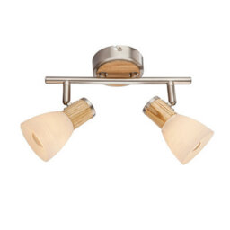 Luminosa Lighting Luminosa Gylfi Twin Ceiling Spotlight Nickel Matt Opal Glass Shade 2X E14