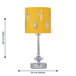 First Choice Lighting Set Of 2 Chrome Jewelled Table Lamps With Ochre Mustard Fern Shades - thumbnail 7