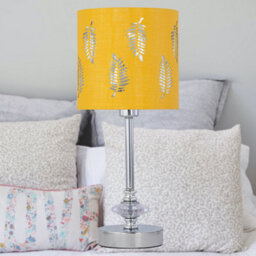 First Choice Lighting Set Of 2 Chrome Jewelled Table Lamps With Ochre Mustard Fern Shades - thumbnail 5