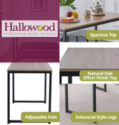 Hallowood Furniture Kempley Fixed Top Dining Table Set With 2 Brown Faux Leather Benches - thumbnail 4