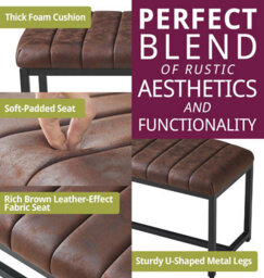Hallowood Furniture Kempley Fixed Top Dining Table Set With 2 Brown Faux Leather Benches - thumbnail 5