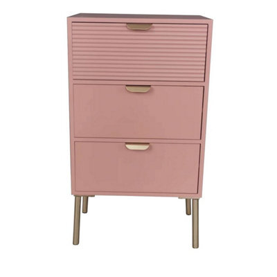 Minster 3 Drawers Chest Of Drawers - Wood - L30 X W40 X H75 Cm - Pink - image 1