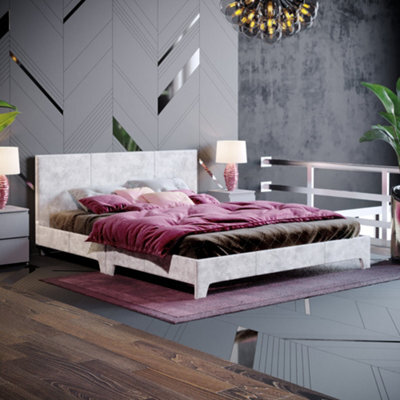 Lassic Vida Designs Victoria Silver Velvet 5Ft Ukfr King Size Bed Frame, 200 X 150Cm - image 1