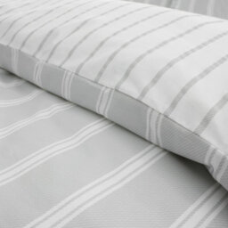 Bianca Fine Linens Ashford Stripe 200 Tc Cotton Percale Reversible Super King Duvet Cover Set With Pillowcases Silver Grey - thumbnail 4