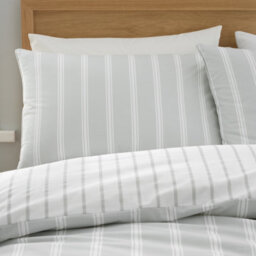 Bianca Fine Linens Ashford Stripe 200 Tc Cotton Percale Reversible Super King Duvet Cover Set With Pillowcases Silver Grey - thumbnail 3