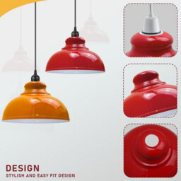 "Metal Red Lamp Shades With White Inner, 11.41"" Lampshades For Ceiling Lights,light Shade Ceiling For Living Room, Bedroom" - thumbnail 4