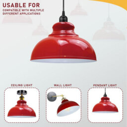 "Metal Red Lamp Shades With White Inner, 11.41"" Lampshades For Ceiling Lights,light Shade Ceiling For Living Room, Bedroom" - thumbnail 6