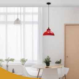 "Metal Red Lamp Shades With White Inner, 11.41"" Lampshades For Ceiling Lights,light Shade Ceiling For Living Room, Bedroom" - thumbnail 2