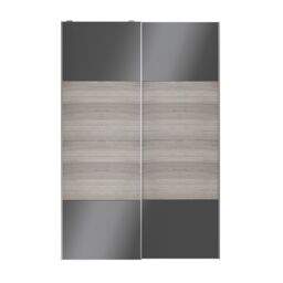 GoodHome Atomia Contemporary Panelled Non-Mirrored Grey & Anthracite Oak Effect High Gloss 2 Door Sliding Wardrobe Door Kit (H)2250mm (W)1500mm - thumbnail 3