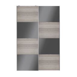 GoodHome Atomia Contemporary Panelled Non-Mirrored Grey & Anthracite Oak Effect High Gloss 2 Door Sliding Wardrobe Door Kit (H)2250mm (W)1500mm - thumbnail 4