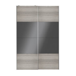 GoodHome Atomia Contemporary Panelled Non-Mirrored Grey & Anthracite Oak Effect High Gloss 2 Door Sliding Wardrobe Door Kit (H)2250mm (W)1500mm - thumbnail 1