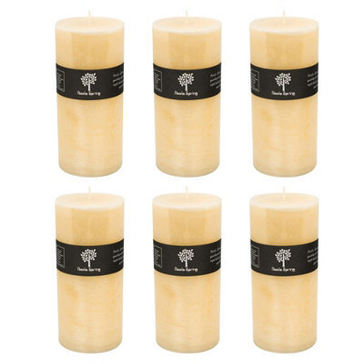 Nicola Spring Round Vanilla Pillar Candles - 140 Hours - Cream - Pack Of 6 - image 1