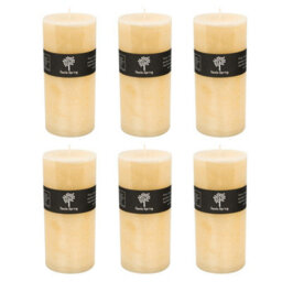 Nicola Spring Round Vanilla Pillar Candles - 140 Hours - Cream - Pack Of 6 - thumbnail 1