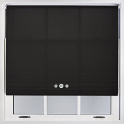 Furnished Roller Blind With Triple Chrome Round Eyelet And Metal Fittings - Black Daylight Shade (W)150Cm X (L)165Cm