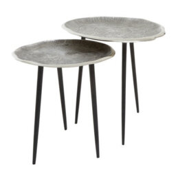 Orsina Silva Set Of Two Oak Effect Silver Top Side Tables - thumbnail 4