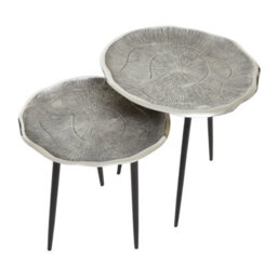 Orsina Silva Set Of Two Oak Effect Silver Top Side Tables - thumbnail 3