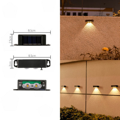 Amorly 4 Pack Solar Powered Outdoor Wall Lights, Dusk To Dawn 2 Led Convex Lens White Light, Waterproof Decor Lamp For Fencing, Decking - image 1