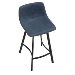 Lamboro Antico Faux Leather Kitchen Bar Stool, Matt Black Fixed Height Legs With Footrest, Breakfast & Home Bar Stool - Blue - thumbnail 7