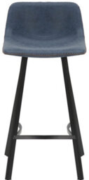 Lamboro Antico Faux Leather Kitchen Bar Stool, Matt Black Fixed Height Legs With Footrest, Breakfast & Home Bar Stool - Blue - thumbnail 3