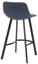 Lamboro Antico Faux Leather Kitchen Bar Stool, Matt Black Fixed Height Legs With Footrest, Breakfast & Home Bar Stool - Blue - thumbnail 4