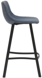 Lamboro Antico Faux Leather Kitchen Bar Stool, Matt Black Fixed Height Legs With Footrest, Breakfast & Home Bar Stool - Blue - thumbnail 8