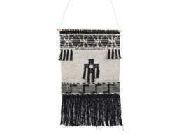 Beliani Beige Handwoven Cotton Wall Hanging With Tassels And Geometric Pattern 56 X 117 Cm - thumbnail 1