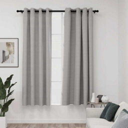 Berkfield Linen-Look Blackout Curtains With Grommets 2Pcs Grey 140X175Cm