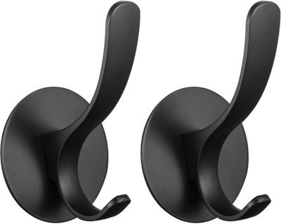 2 Pack Hook Coat Rack, Wall-Mounted Stainless Steel Towel Rack, Won T Damage The Wall, Black, 2-Pack - image 1