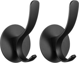 2 Pack Hook Coat Rack, Wall-Mounted Stainless Steel Towel Rack, Won T Damage The Wall, Black, 2-Pack - thumbnail 1