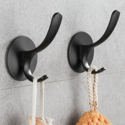 2 Pack Hook Coat Rack, Wall-Mounted Stainless Steel Towel Rack, Won T Damage The Wall, Black, 2-Pack - thumbnail 2