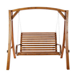 Charles Bentley 2-3 Seater Larch Wood Wooden Garden Outdoor Swing Seat Bench Hammock 1.9M - thumbnail 6