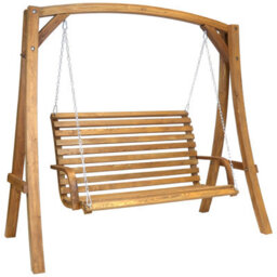 Charles Bentley 2-3 Seater Larch Wood Wooden Garden Outdoor Swing Seat Bench Hammock 1.9M - thumbnail 4