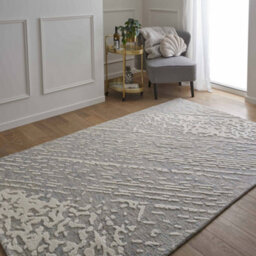 Melrose 100% Wool Made Light Blue Ivory Coloured Contemporary Pattern Indoor Medium Area Rug 120/170Cm - thumbnail 1