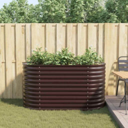 Berkfield Modern Garden Raised Bed Brown 160 X 80 X 81 Cm Steel - thumbnail 4