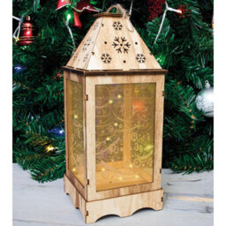 Pre-Lit Wooden Christmas Lantern With Snowflake Cut-Out & Led String Lights - Standing Or Hanging Festive Decoration - thumbnail 2