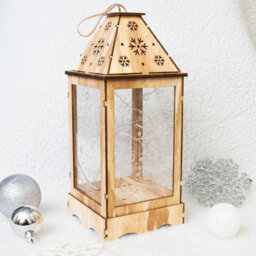 Pre-Lit Wooden Christmas Lantern With Snowflake Cut-Out & Led String Lights - Standing Or Hanging Festive Decoration - thumbnail 4
