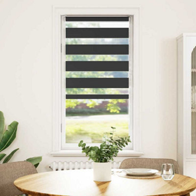 Berkfield Modern Zebra Blind Black 55X150 Cm Fabric Width 50.9 Cm Polyester - image 1