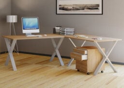 Vcm Desk Lona Silver / Sonoma Oak H. 76 X W. 190 X D. 130 Cm - thumbnail 2