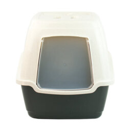 Kct Hooded Cat Loo Litter Tray Large Black Box For Kitten Enclosed Toilet With Hood Lid Scoop Cover Mess-Free Covered Plastic Deep - thumbnail 7