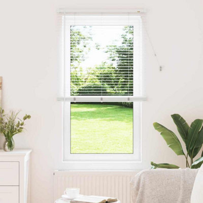 Berkfield Window Blind With Curtains Manual White Aluminium - image 1