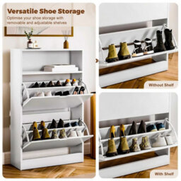 2 Drawer Shoe Cabinet With Shelf Slim Space-Saving Storage - thumbnail 6